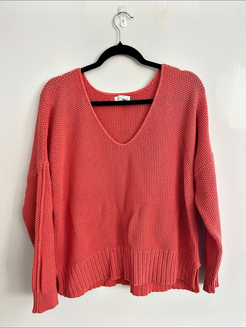 Lucky Brand Waffle Slouchy V-Neck Sweater